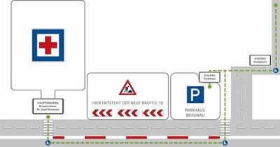 Zugang vom Parkhaus zum Krankenhaus 